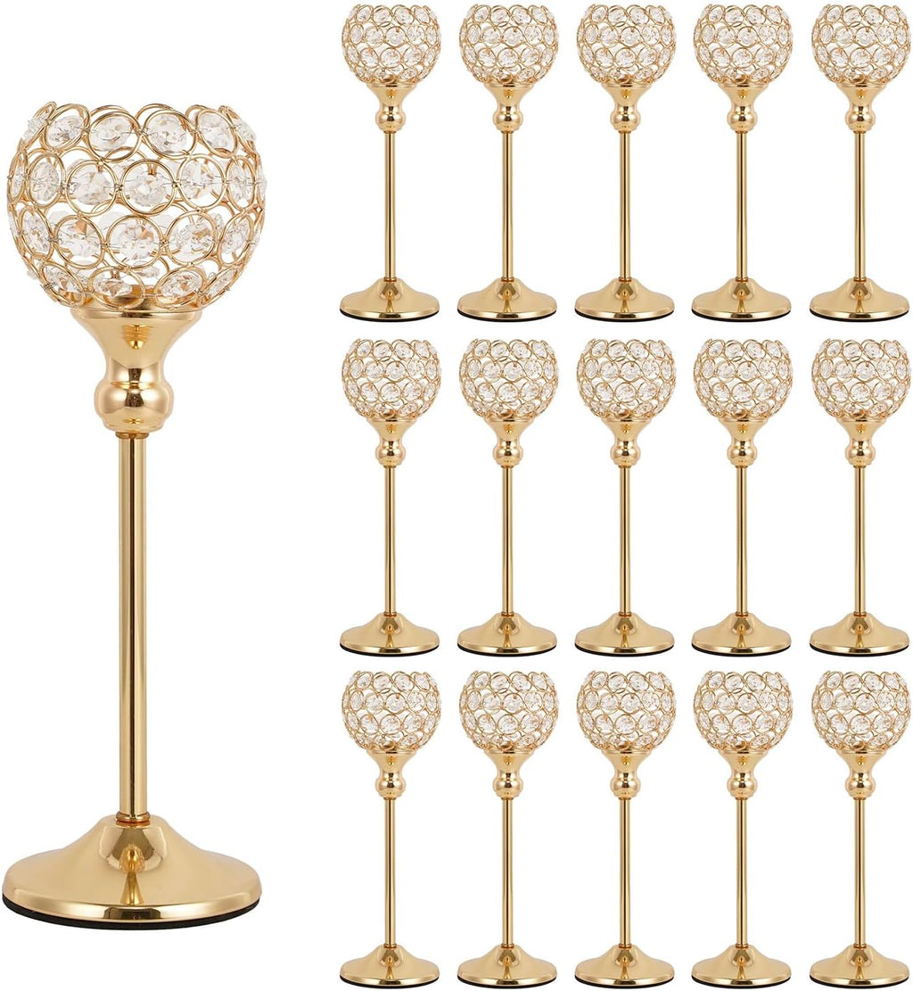 Luxe Gold Pillar Candle — 13" — 16 pcs 13" Tall