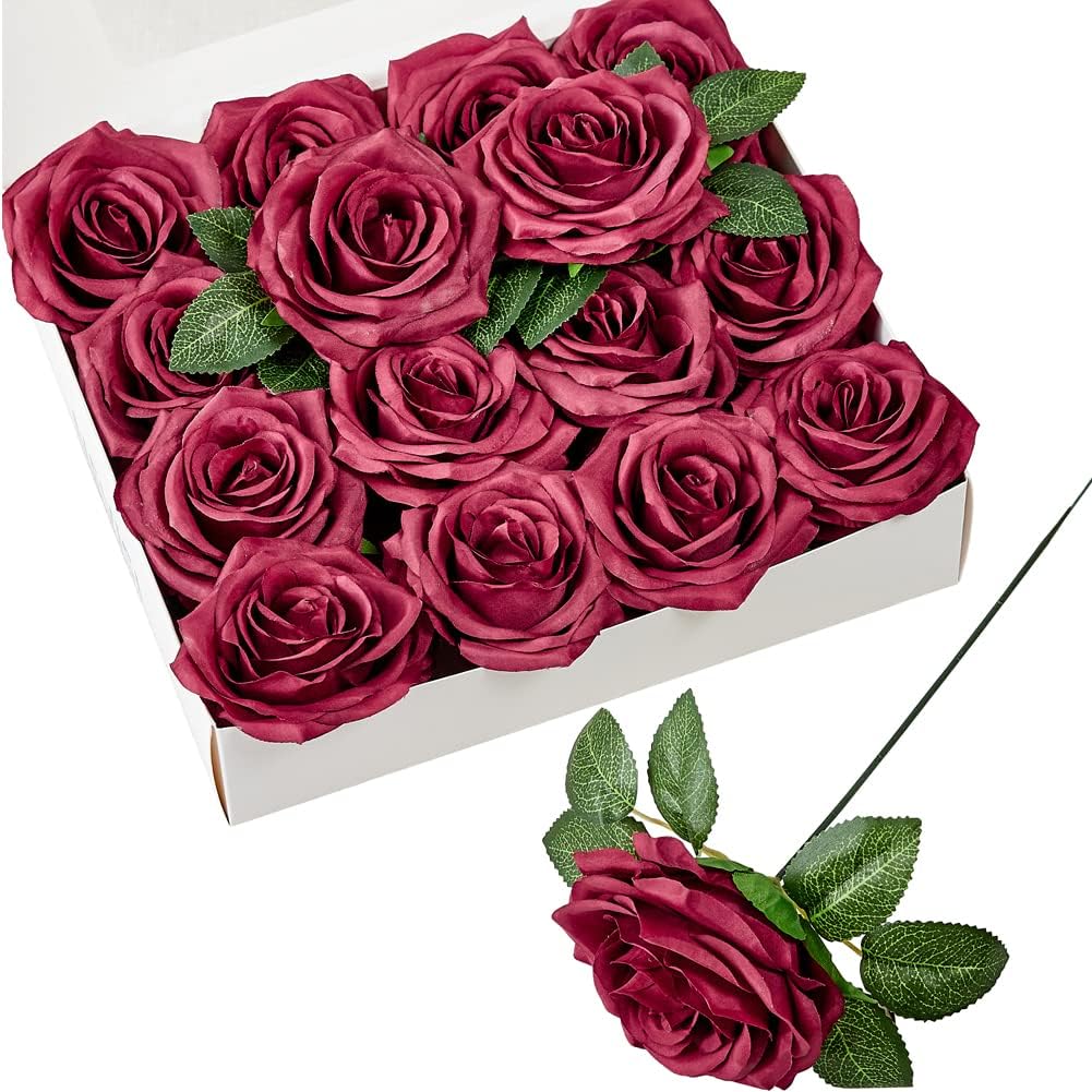 Black Artificial Flowers — Burgundy