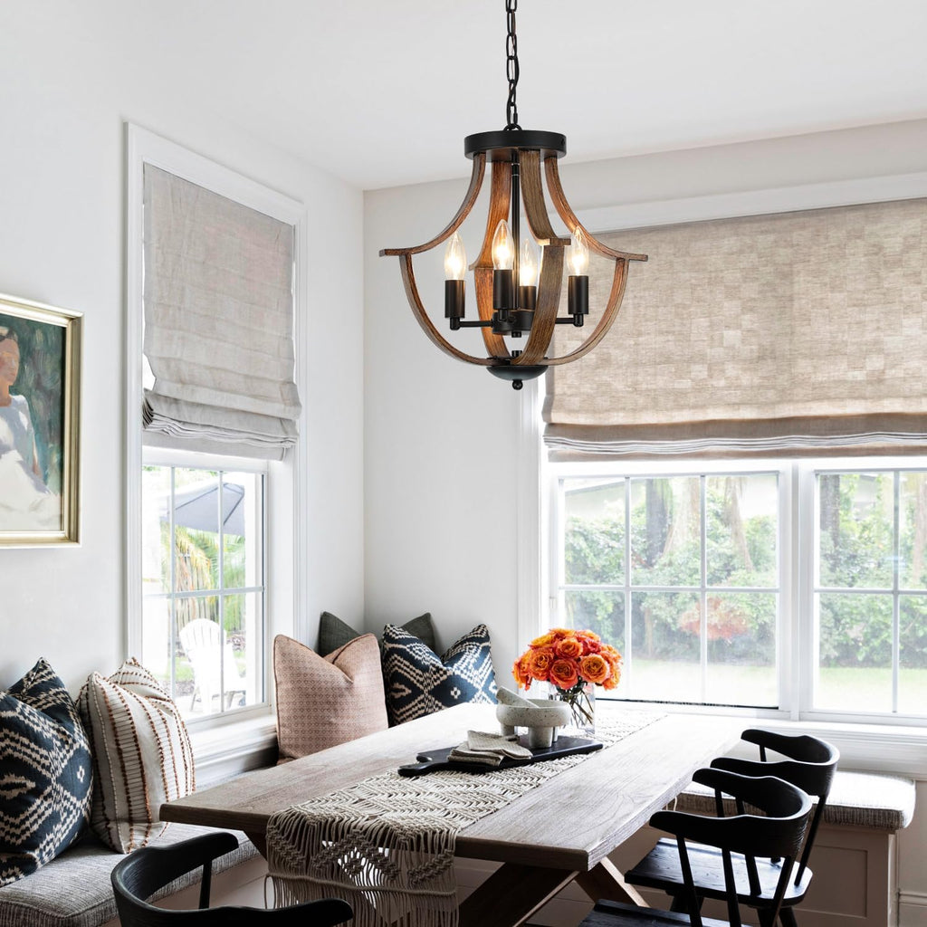Vintage Farmhouse Black Chandelier — 4-Light - View 8