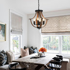 Vintage Farmhouse Black Chandelier — 4-Light - View 8