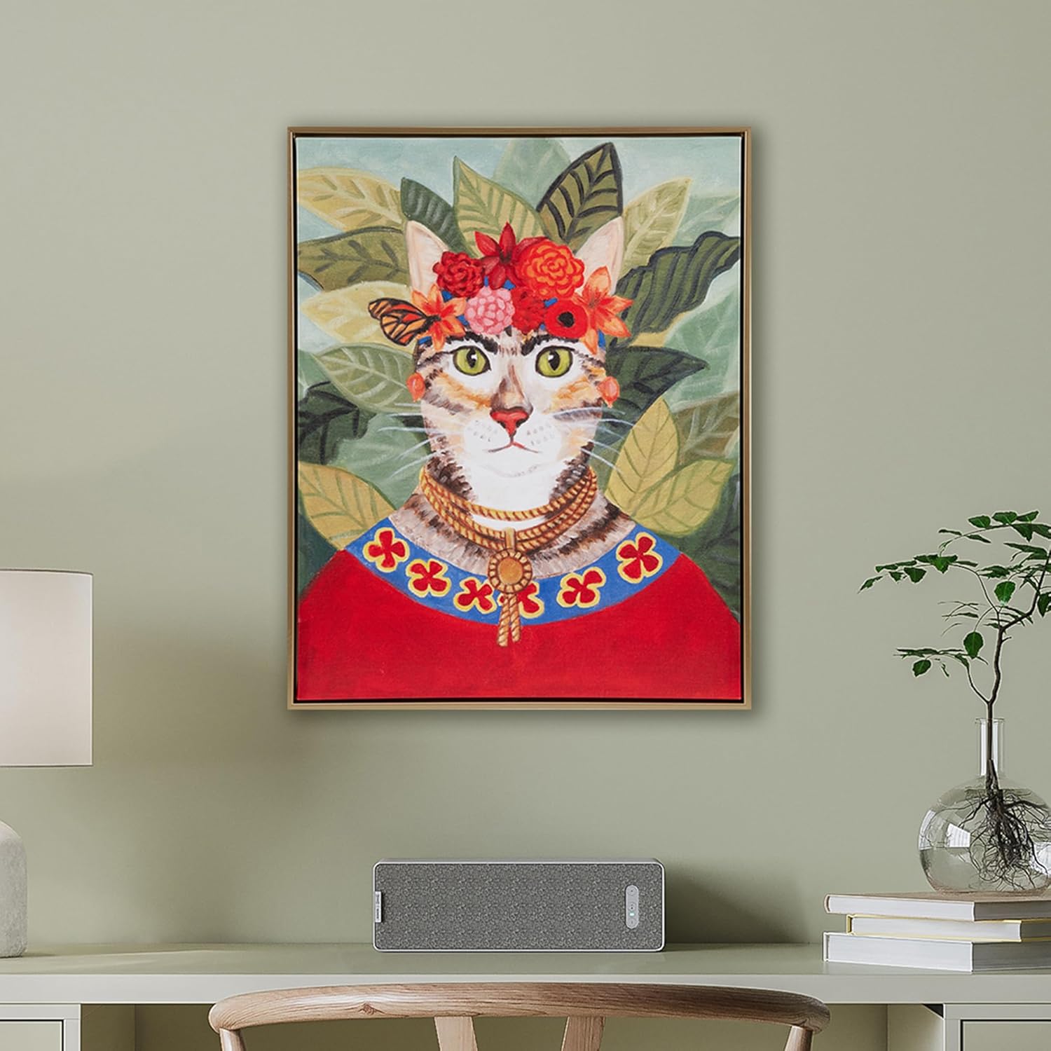 Framed Fabric Wall Decor — Bohemian Cat