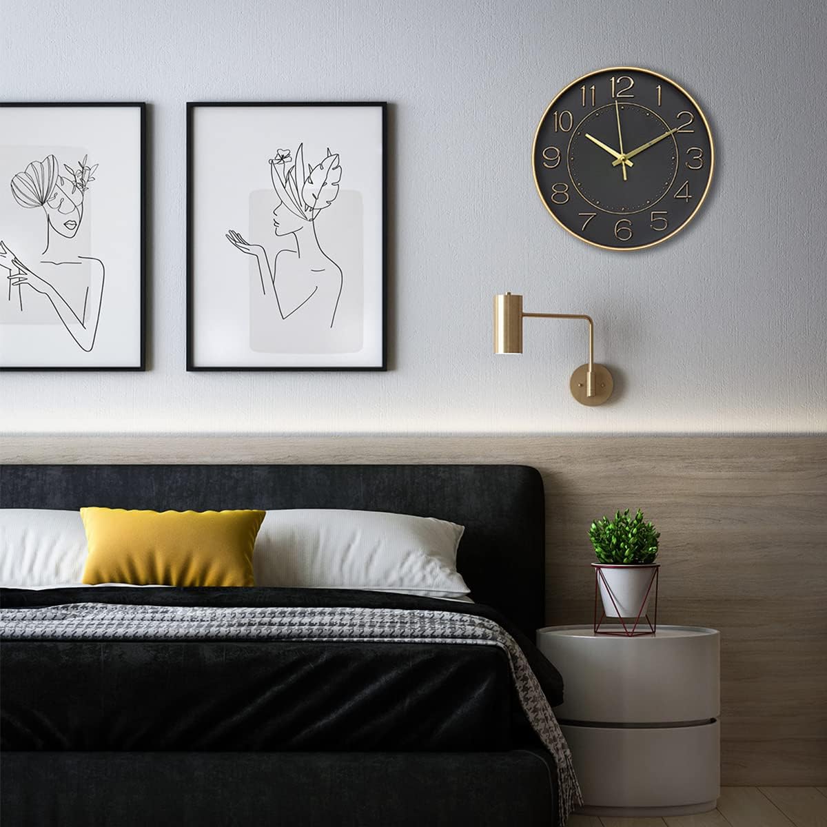 Battery Operated Luxe Black Wall Clock — 10" - View 4