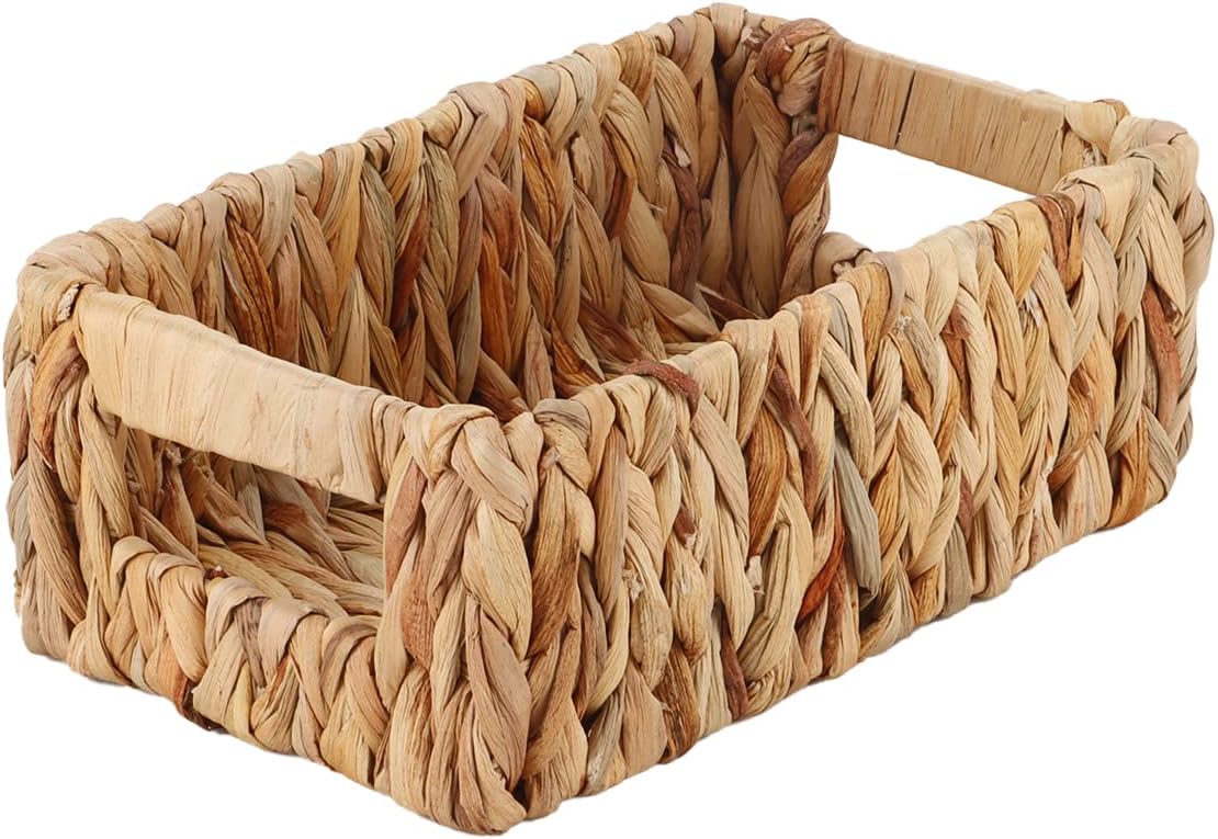 Rectangular Boho Rattan Storage Basket — Water Hyacinth 1-Pack
