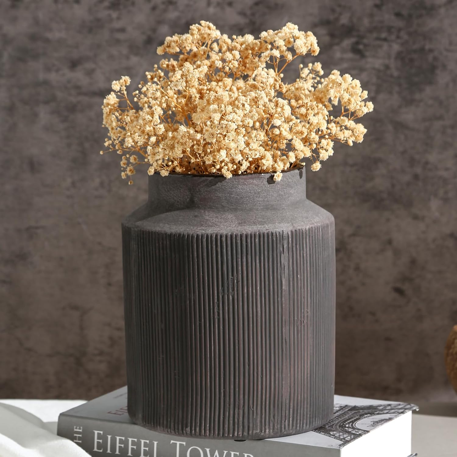Vintage Farmhouse Black Flower Vase — 6" — Dark Brown