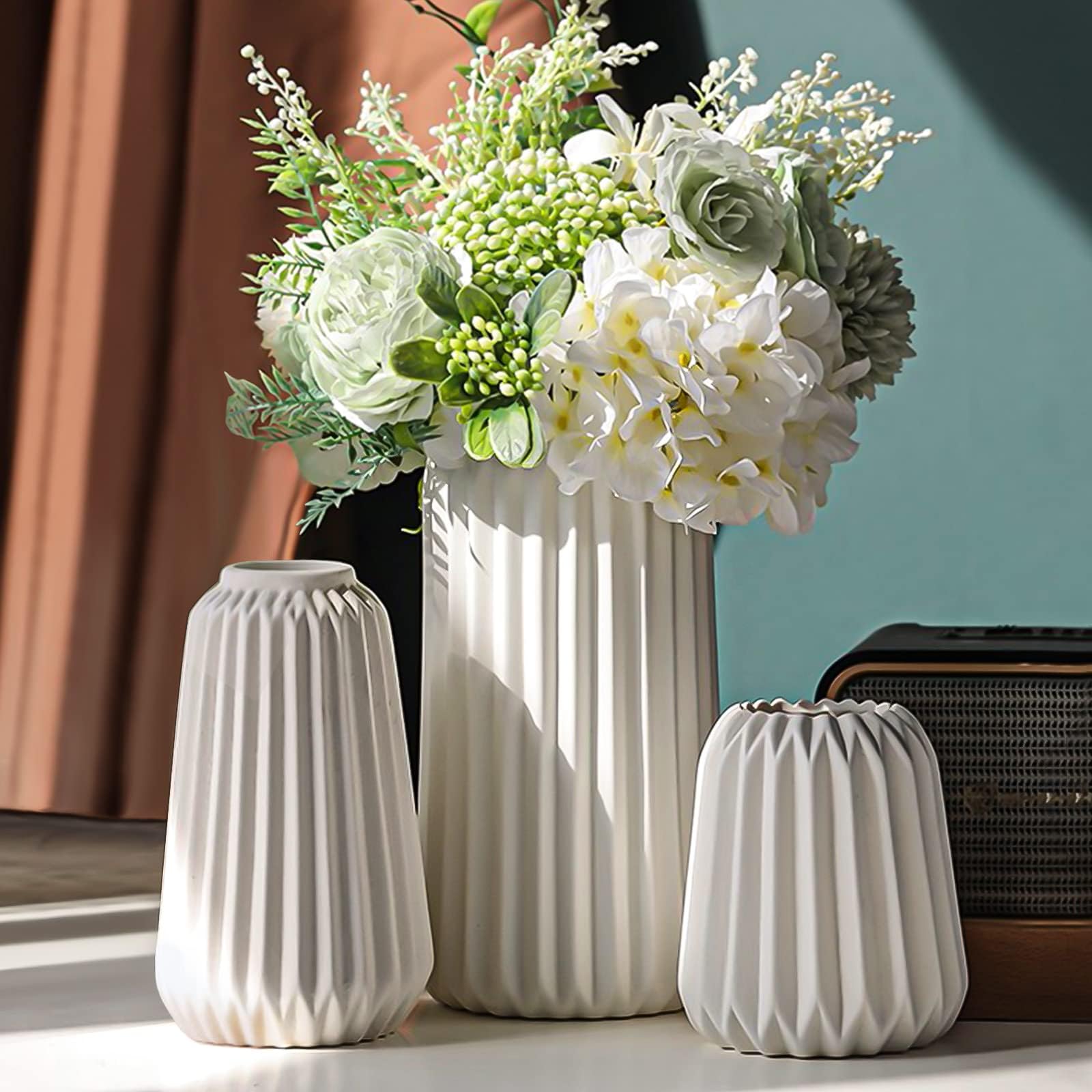 Boho White Flower Vase — Set of 3