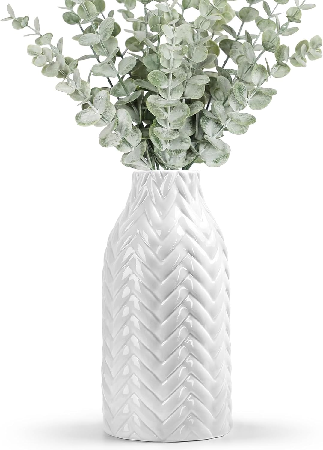 Boho Black Decorative Vase — 8" — 01-white-weave