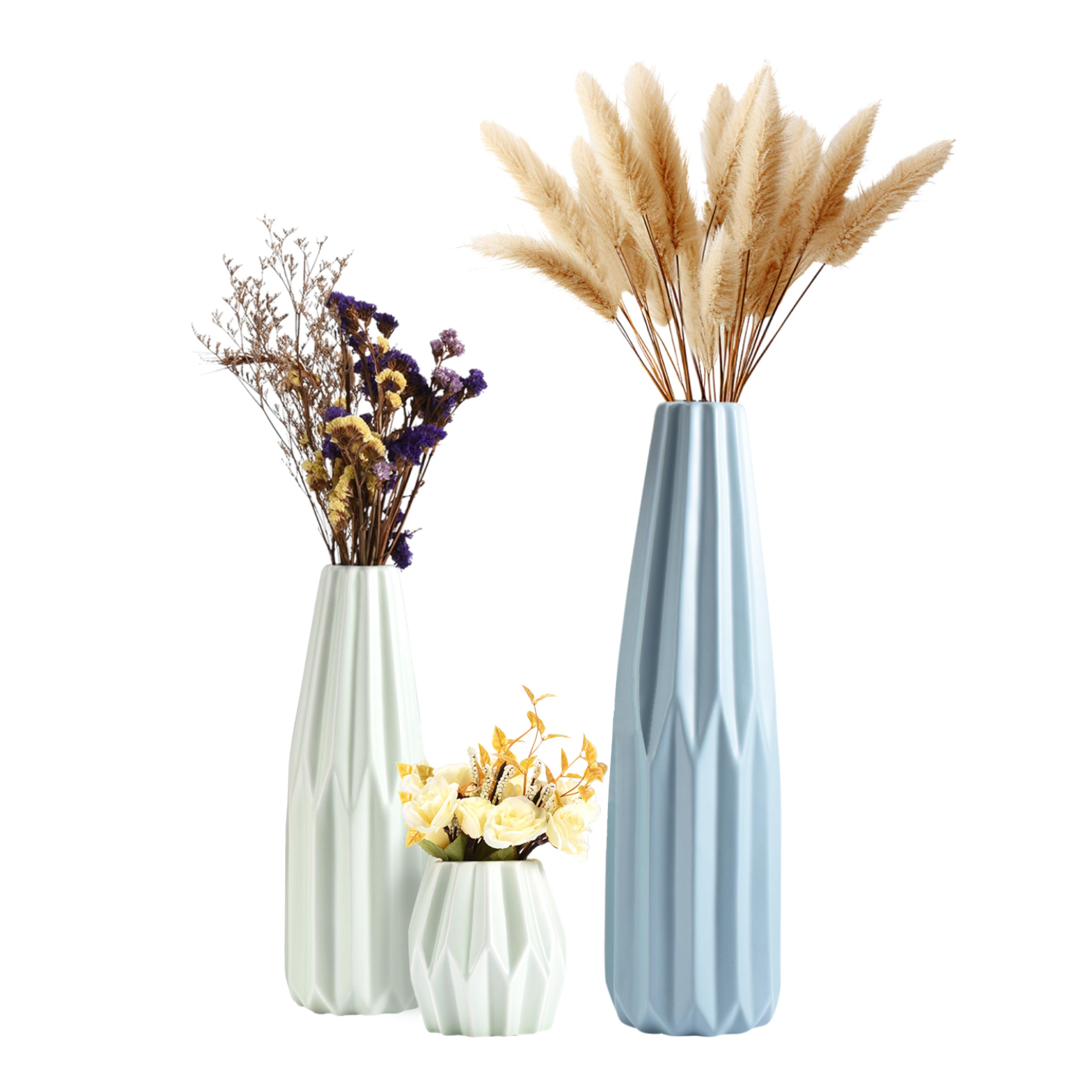 Round Modern Ceramic Flower Vase — Set of 3