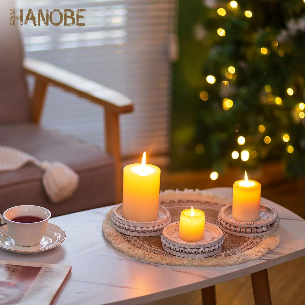 Farmhouse Wood Pillar Candle — 5.11" - View 8