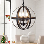 Vintage Black Chandelier — 3-Light