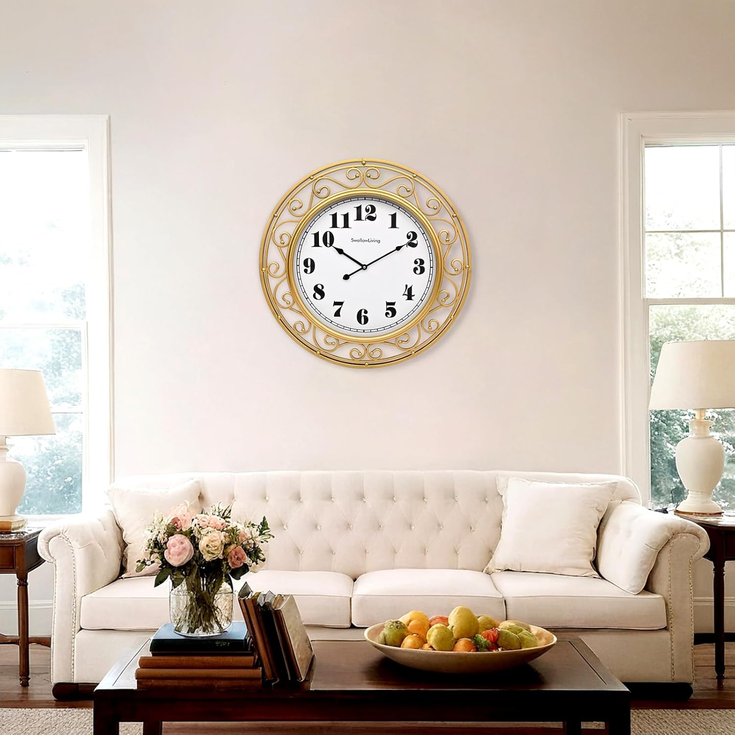 Battery Operated Luxe Black Wall Clock — 24" - View 4