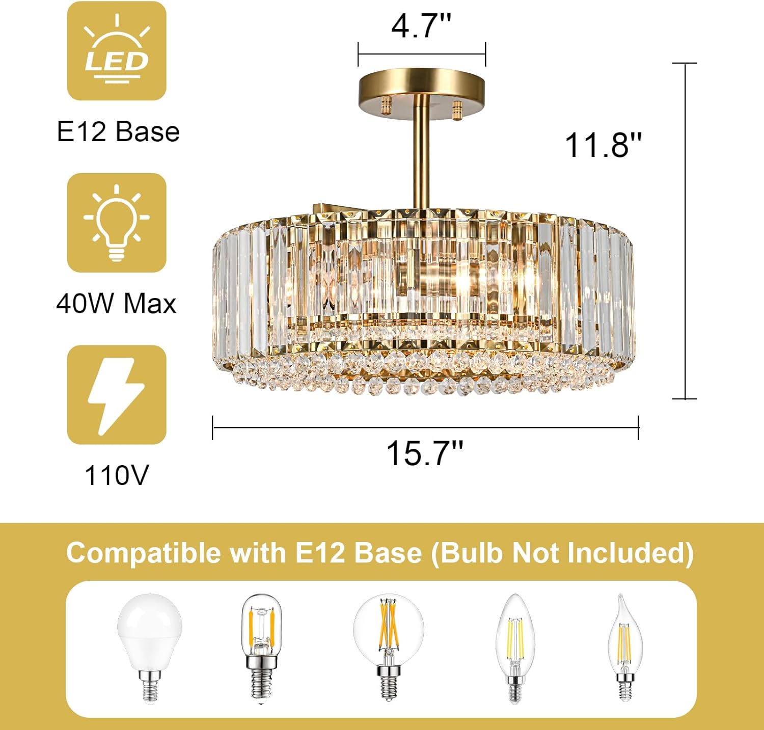 Round Luxe Gold Chandelier - View 4