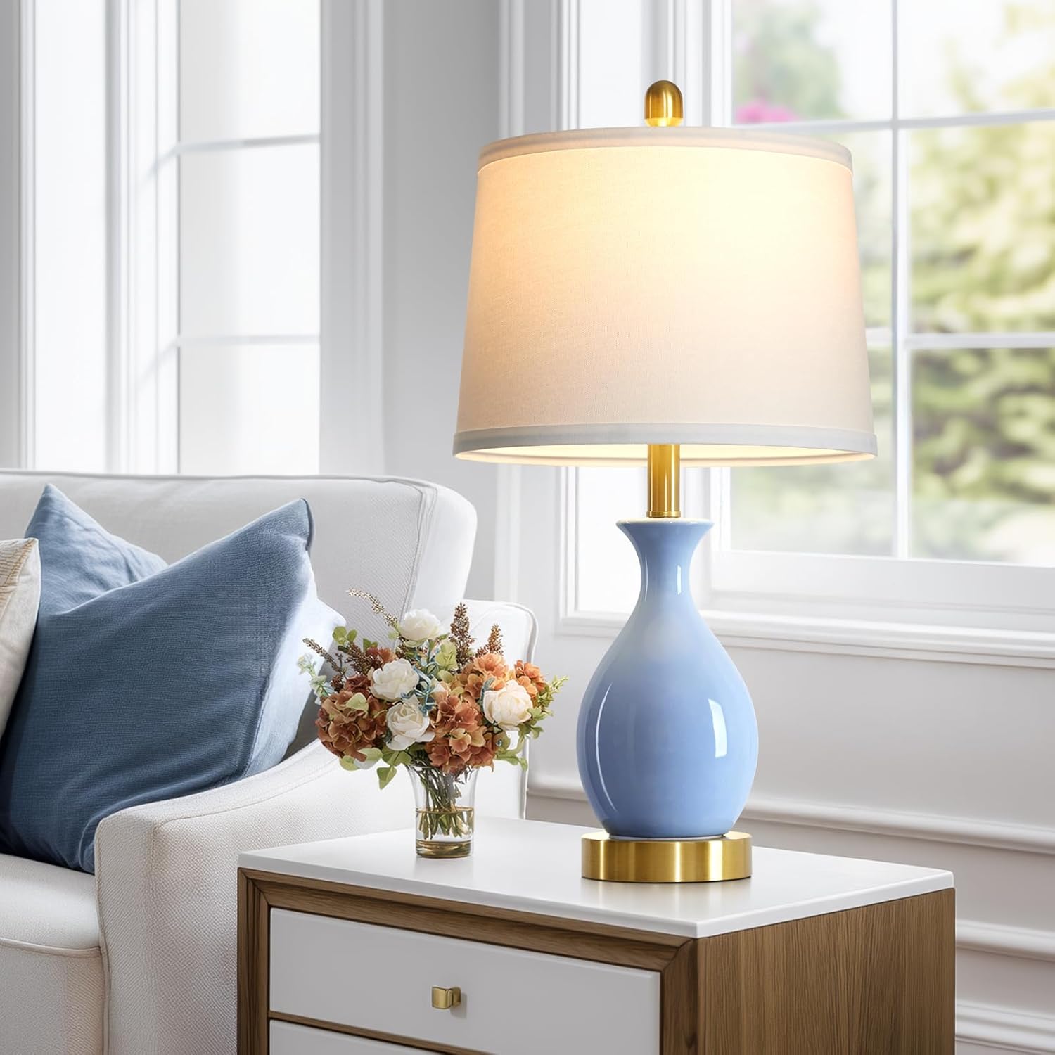Modern Beige Bedside Lamp — 24" - View 3