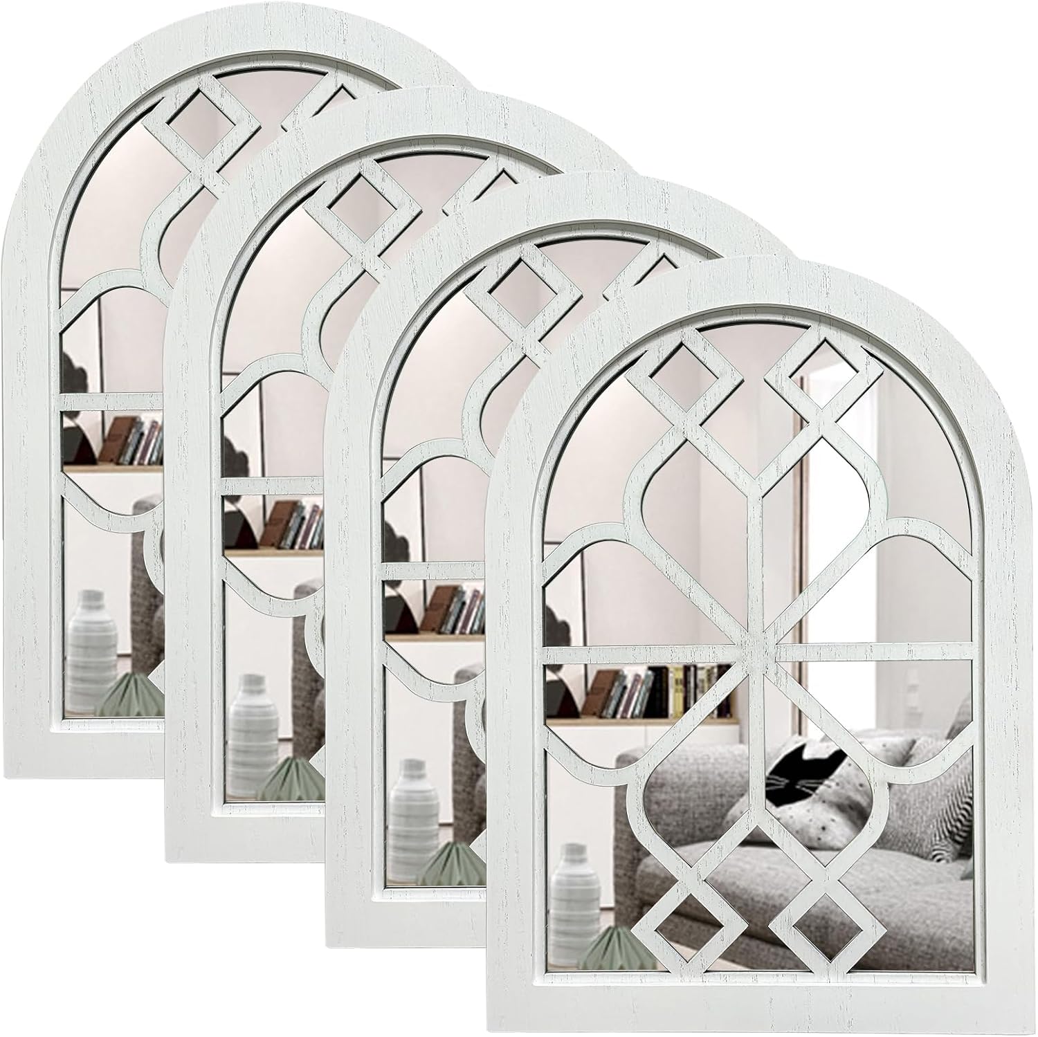 Framed Farmhouse Black Wall Mirror — Arch-white