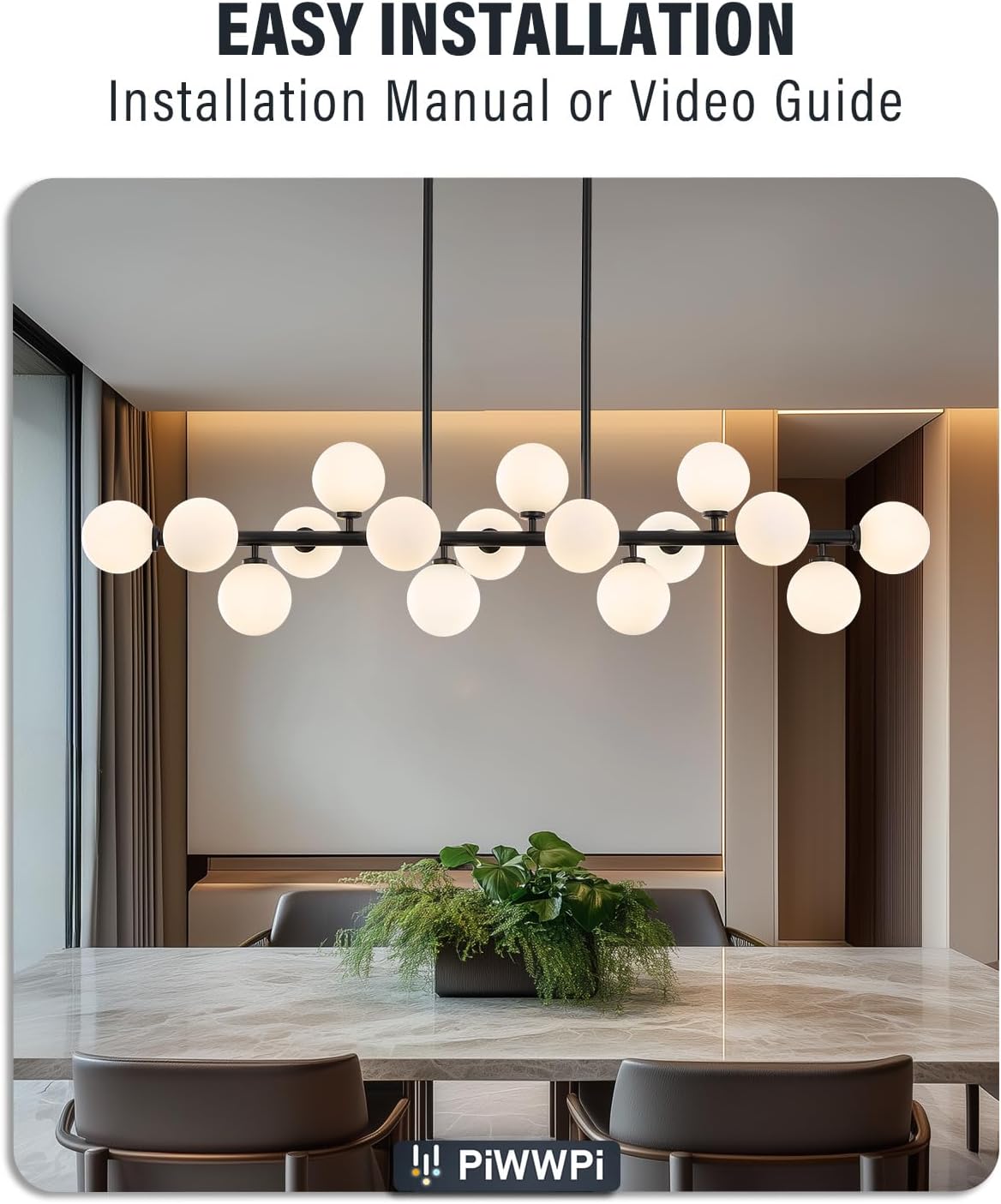 Mid-Century Black Chandelier — 16-Light - View 7