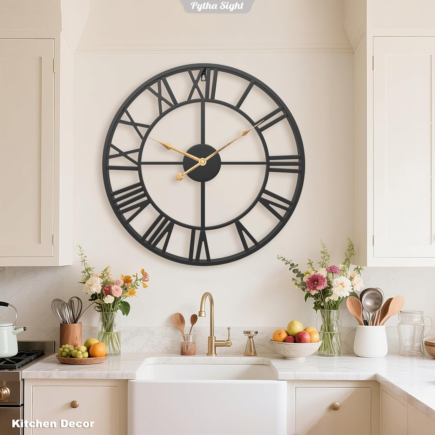 Oversized Farmhouse Black Wall Clock — 24" - View 5
