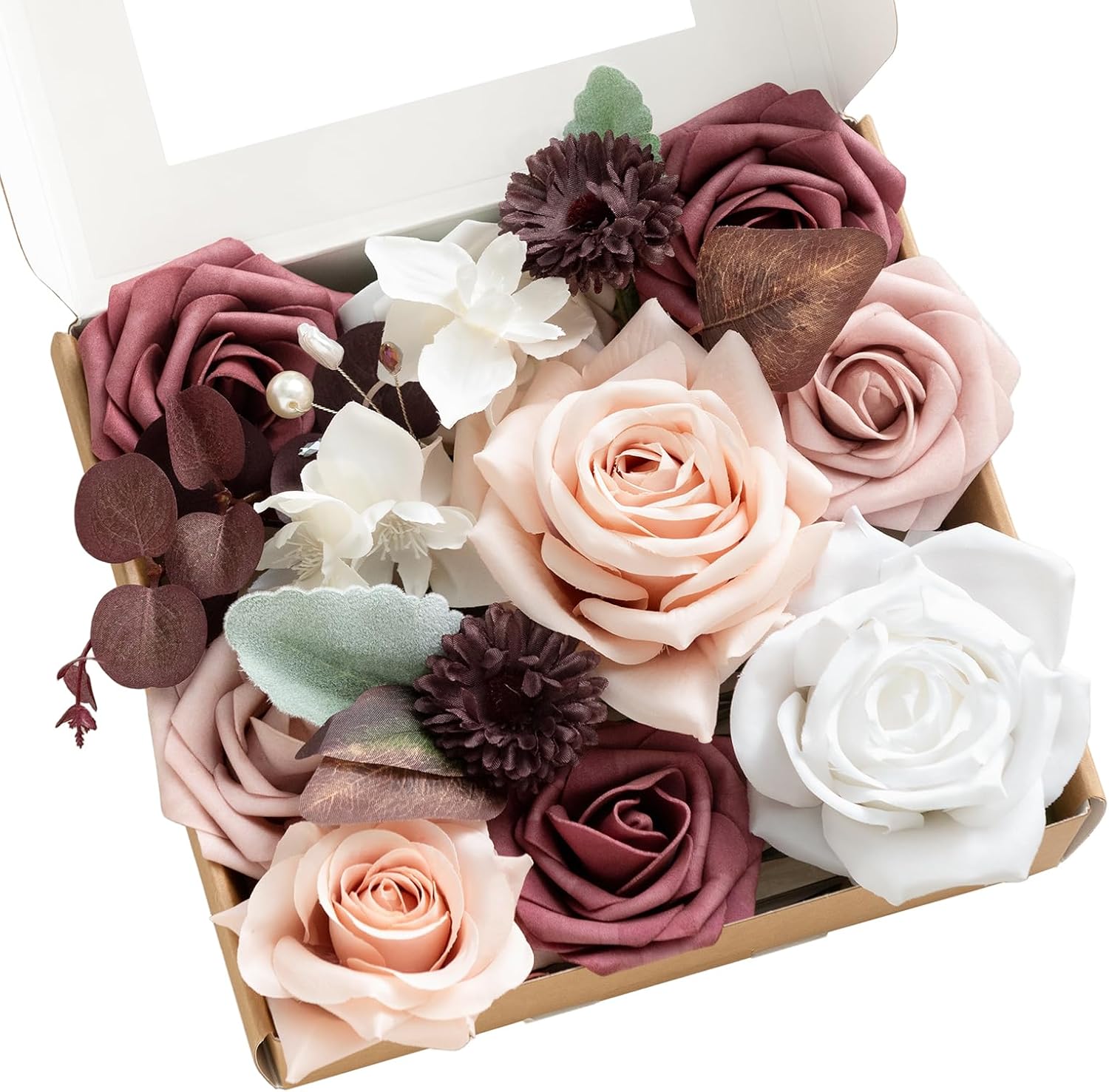 Beige Artificial Plant — Dusty Rose & Mauve