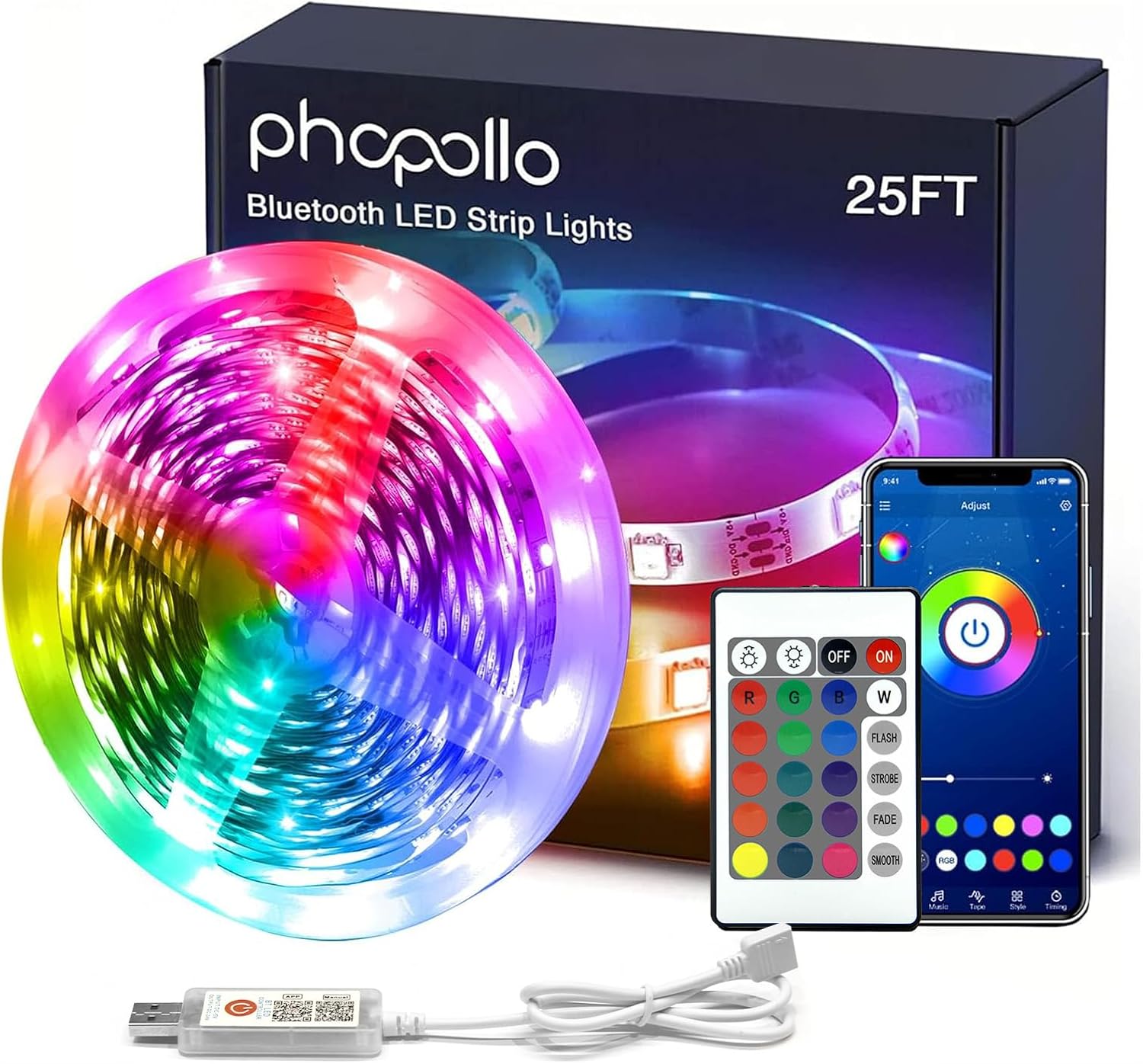 Color Changing Metal LED Strip Lights — REMOTE 25FT