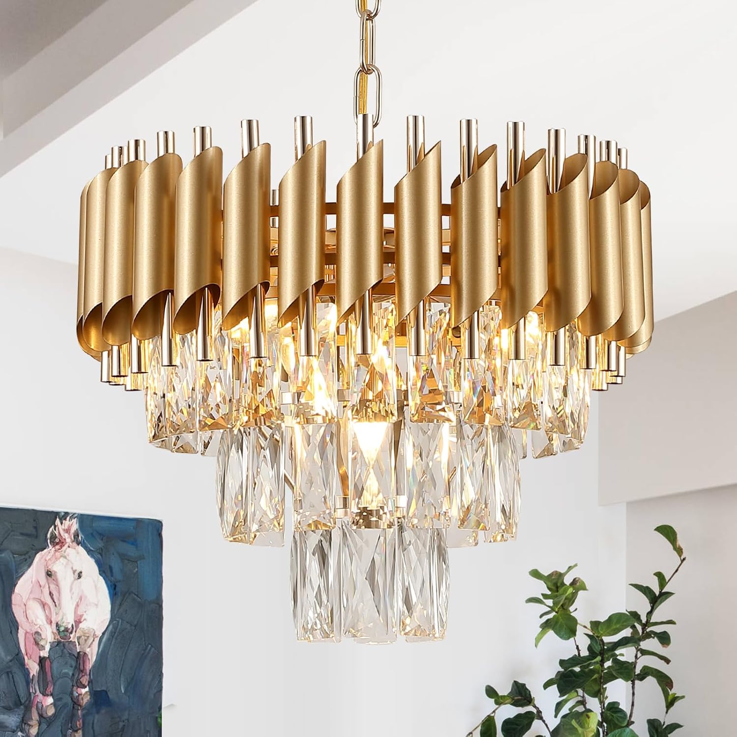 Luxe Black Chandelier — 20" — Gold