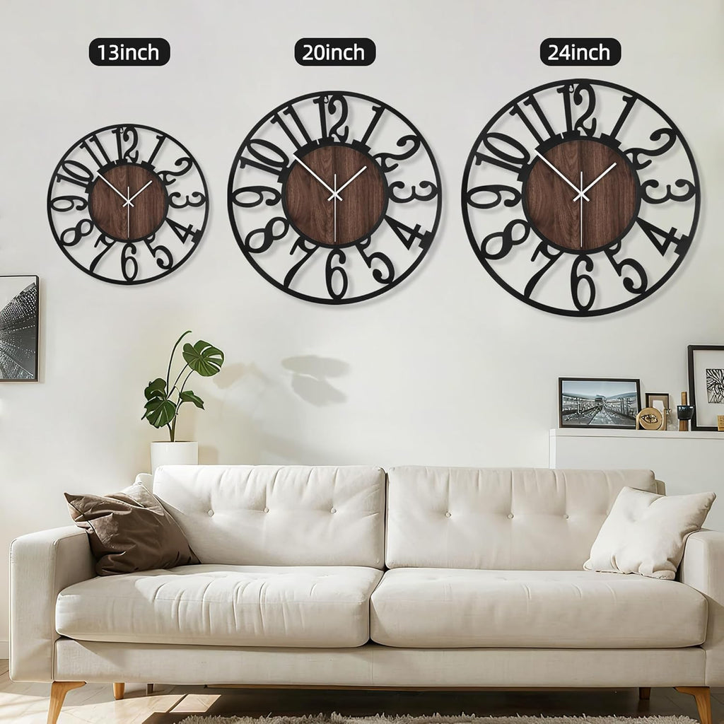 Battery Operated Farmhouse Black Wall Clock — 24" - View 3