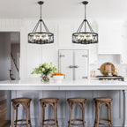 Round Farmhouse Black Chandelier — 5-Light - View 4