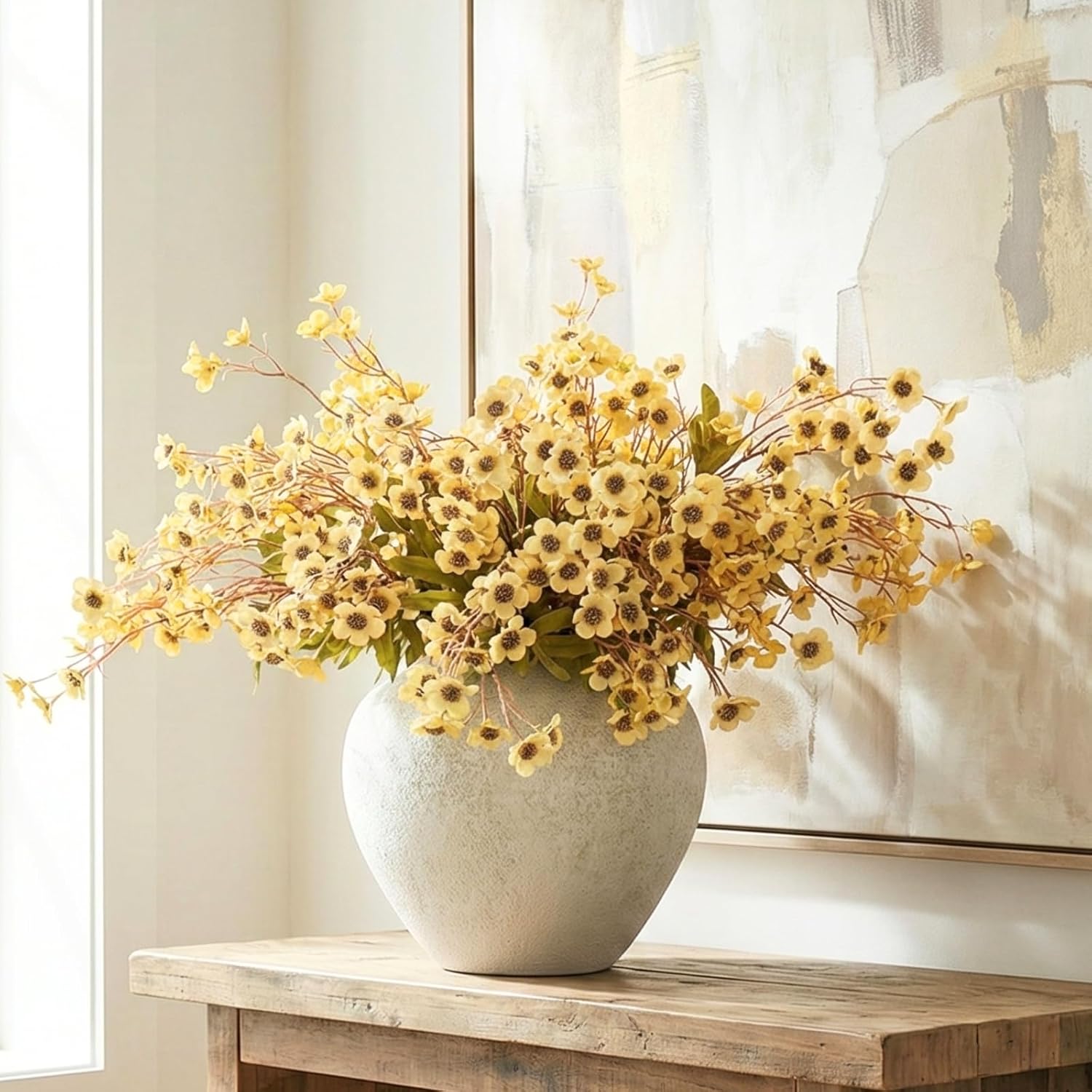 Pink Artificial Flowers — 33.5" — Yellow Wild