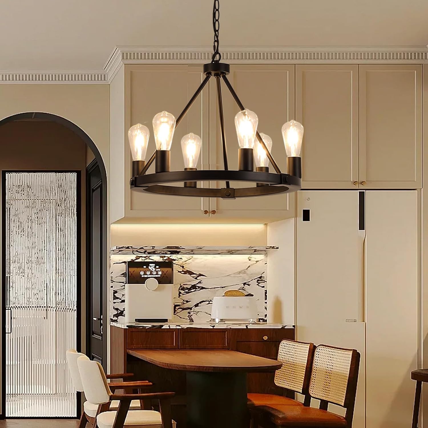 Farmhouse Black Chandelier — 6-Light - View 7