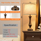 Dimmable Beige Bedside Lamp — Set of 2 - View 5