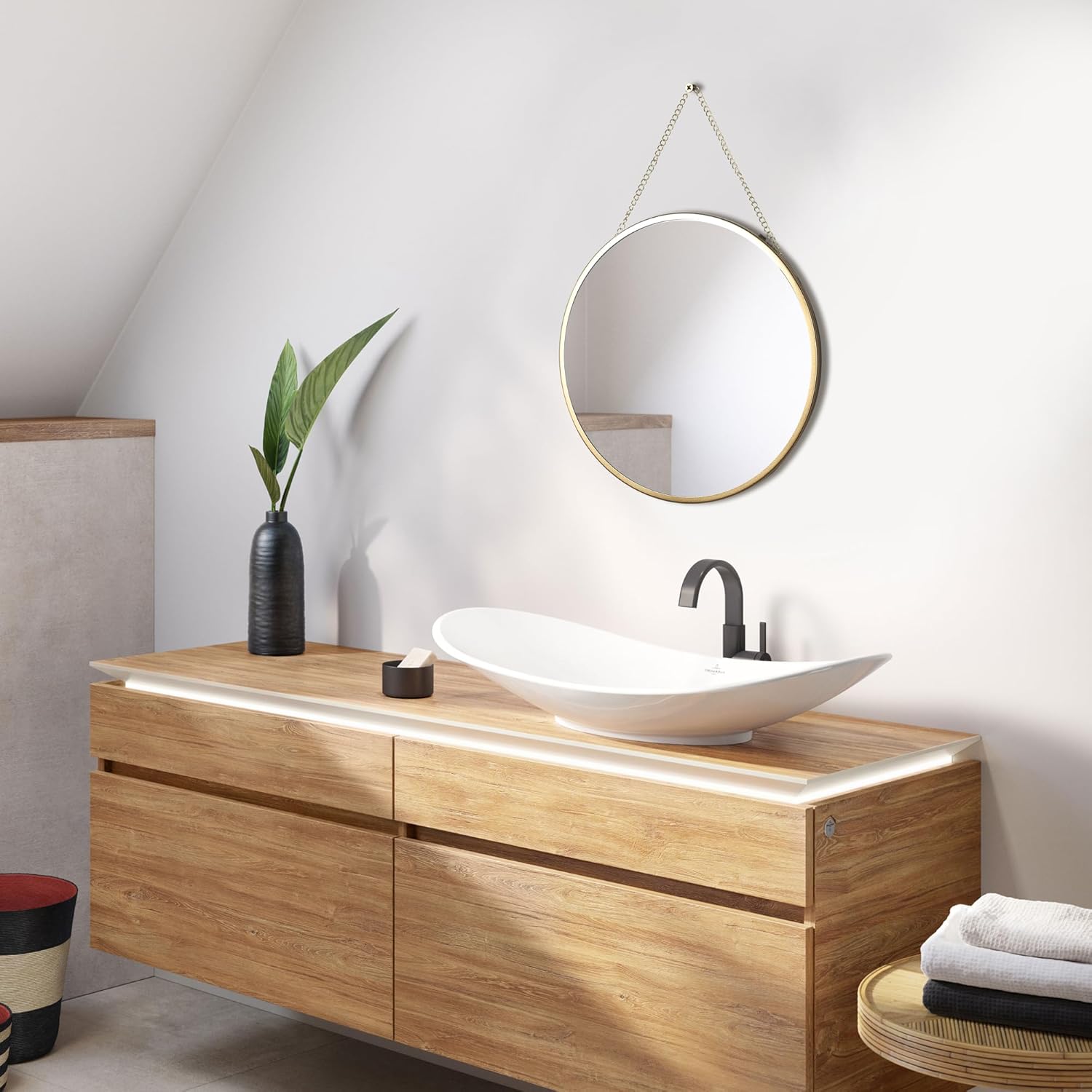 Round Luxe Glass Wall Mirror — 10" - View 7