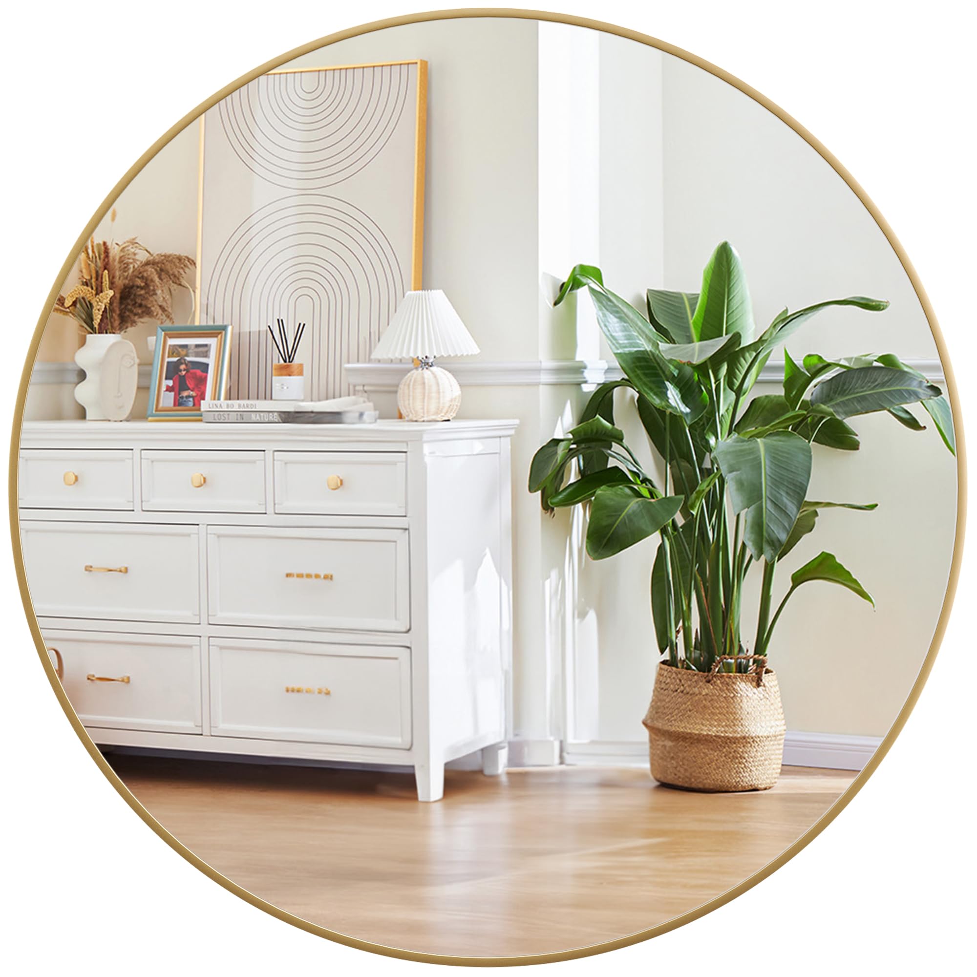 Round Farmhouse Black Wall Mirror — 30.1"