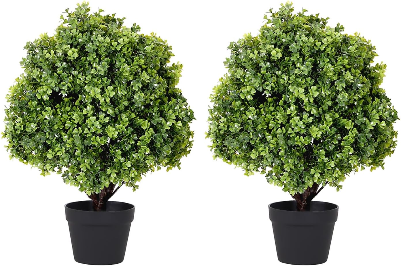 Green Artificial Plant — 24" — Triple-branch Fine Leaf Topiary - 24