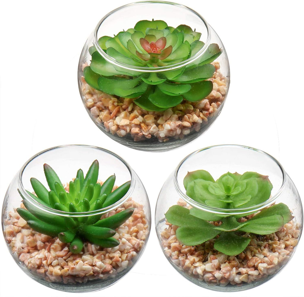 Glass Faux Succulent — 3pcs Succulents#07