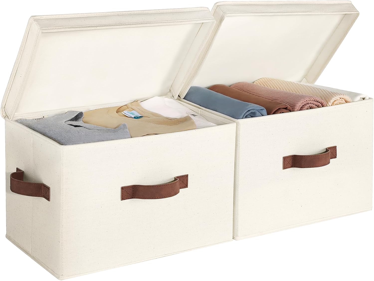 Beige Storage Bin — Ivory White