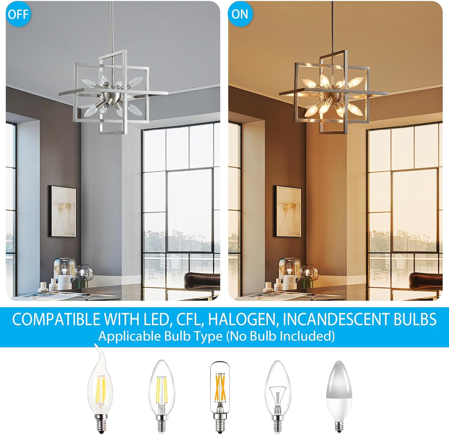 Farmhouse Gold Chandelier — 8-Light - View 4