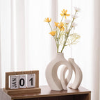 Round Boho Beige Vase Set — Set of 2 - View 2