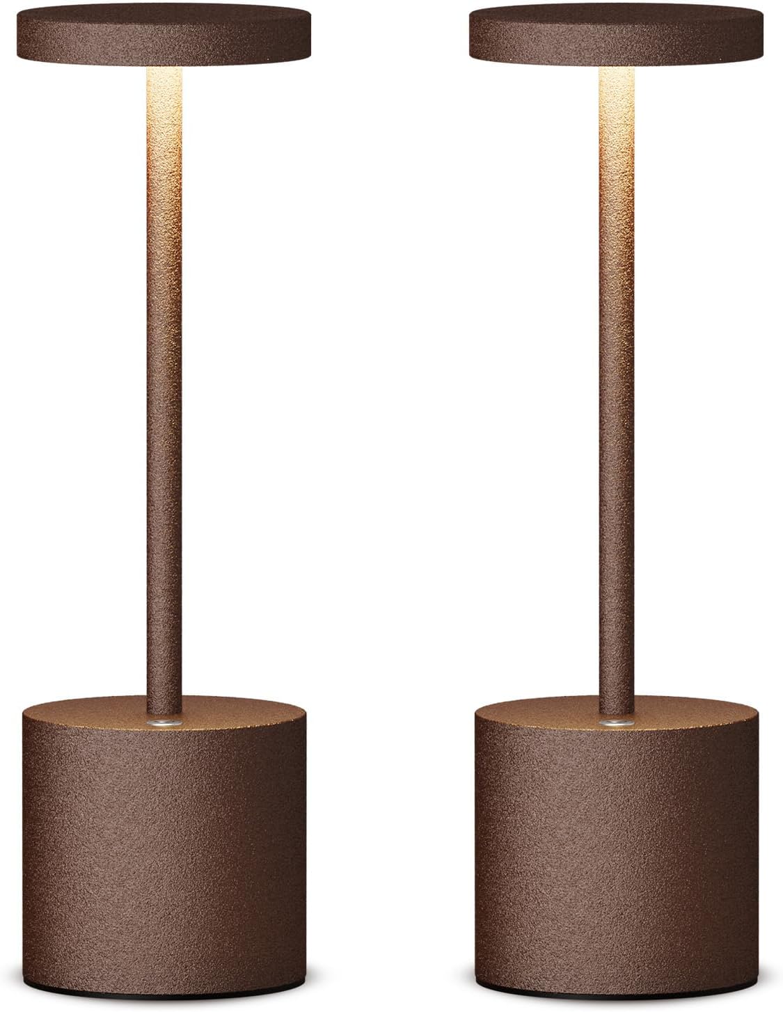 Cordless Luxe Beige Table Lamp — Rust