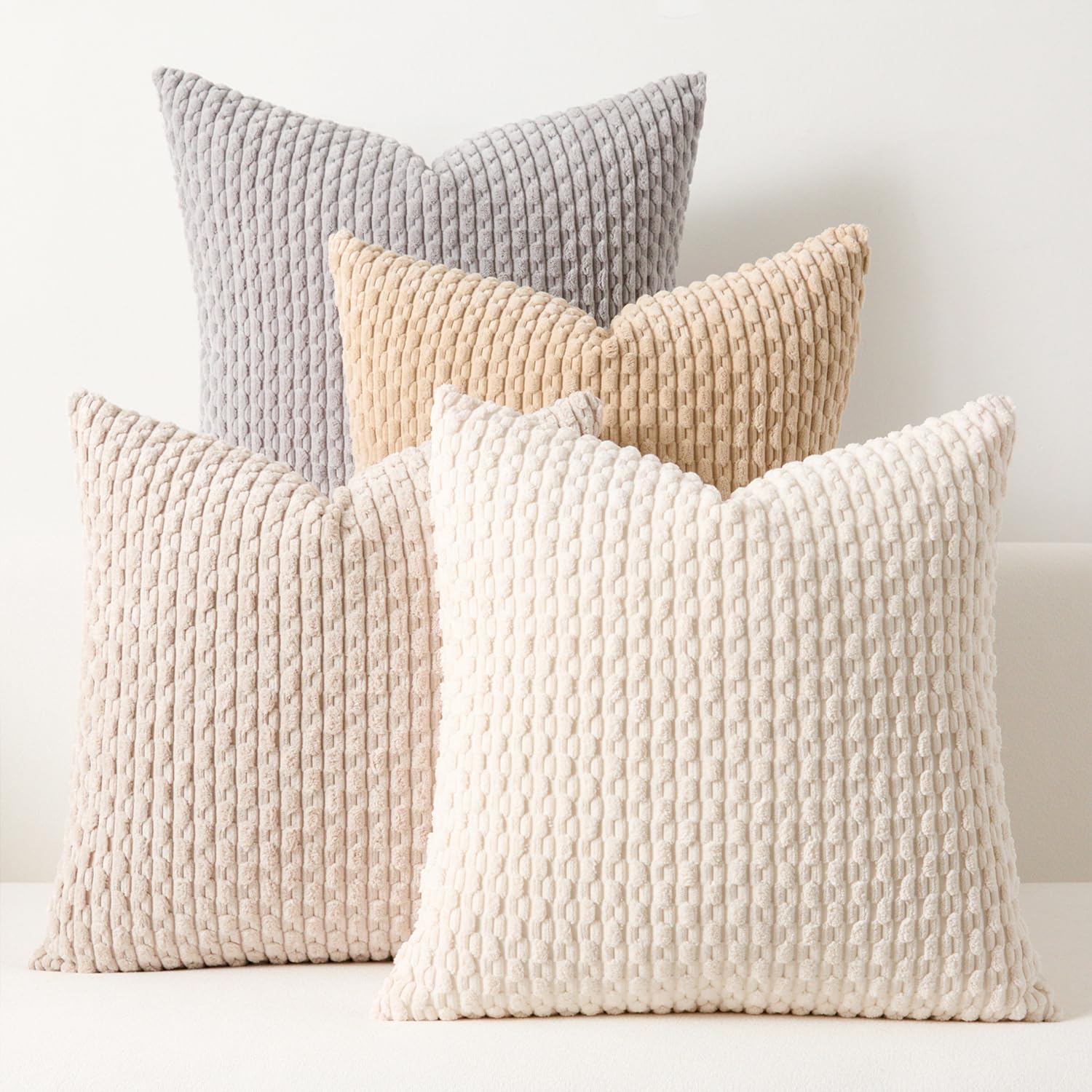 Boho Beige Pillow Cover — 20" — 20" x 20" (Pack of 4)