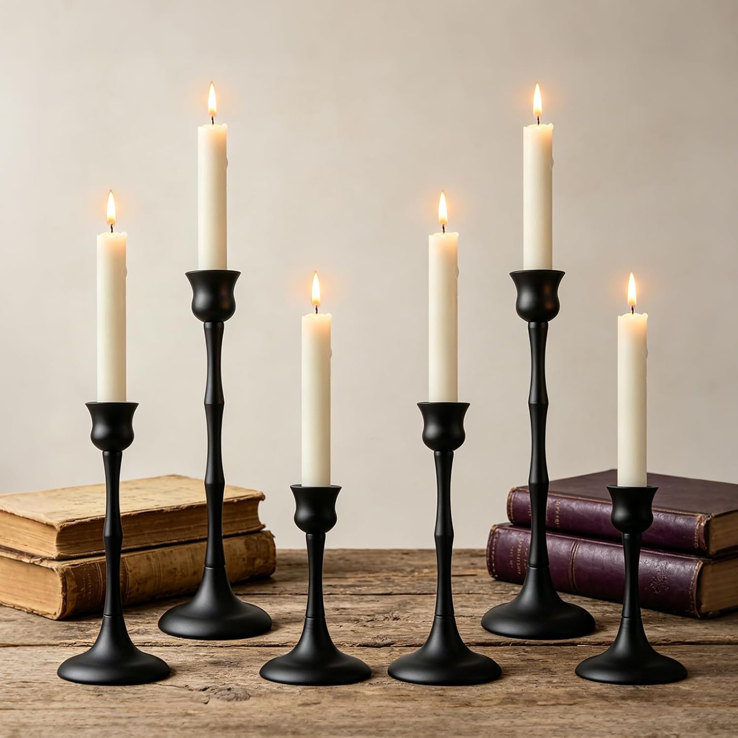 Vintage Black Candle — Set of 3 — Black