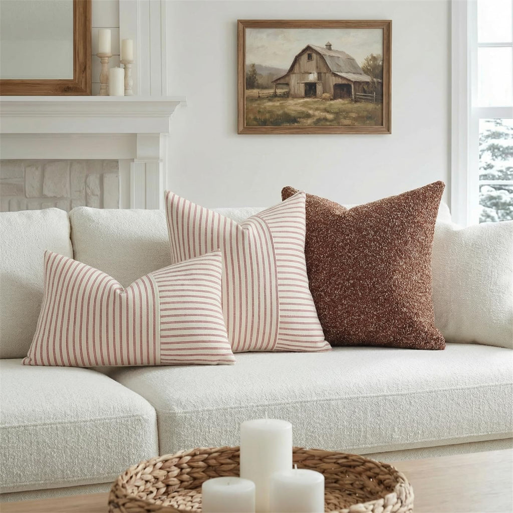 Linen Boho Beige Throw Pillow Cover — 18" - View 4