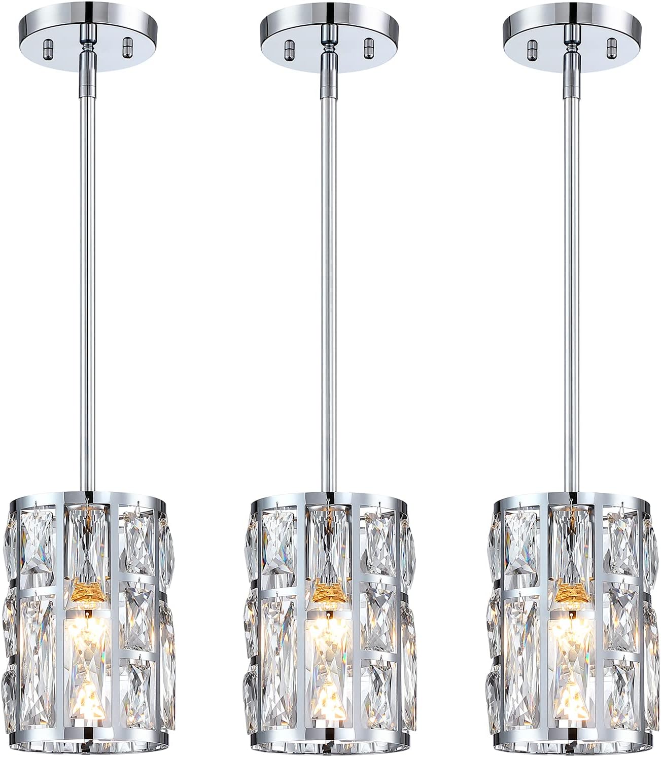 Luxe Black Chandelier — Chrome 3 Pack