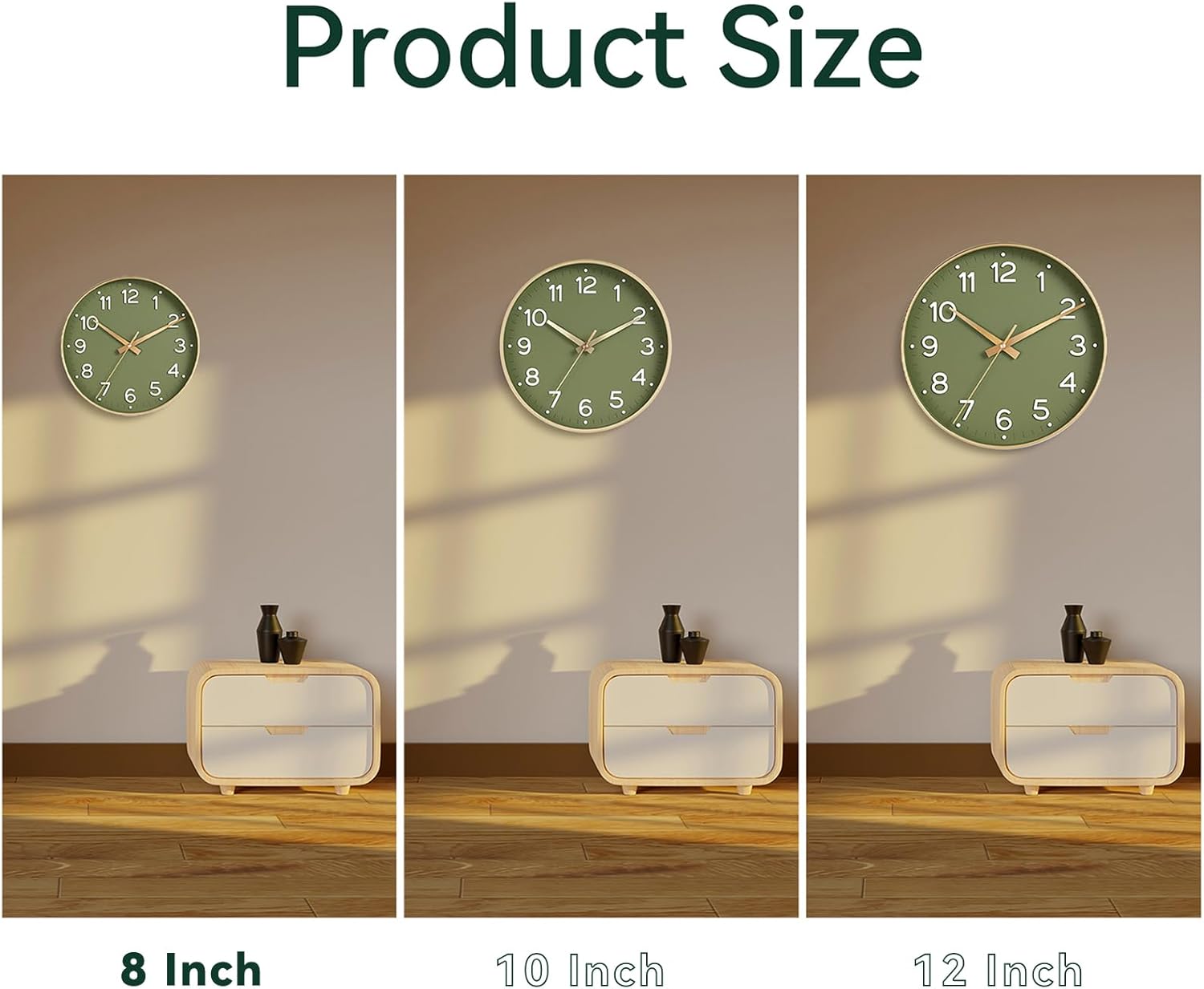 Battery Operated Luxe Black Wall Clock — 8" - View 2