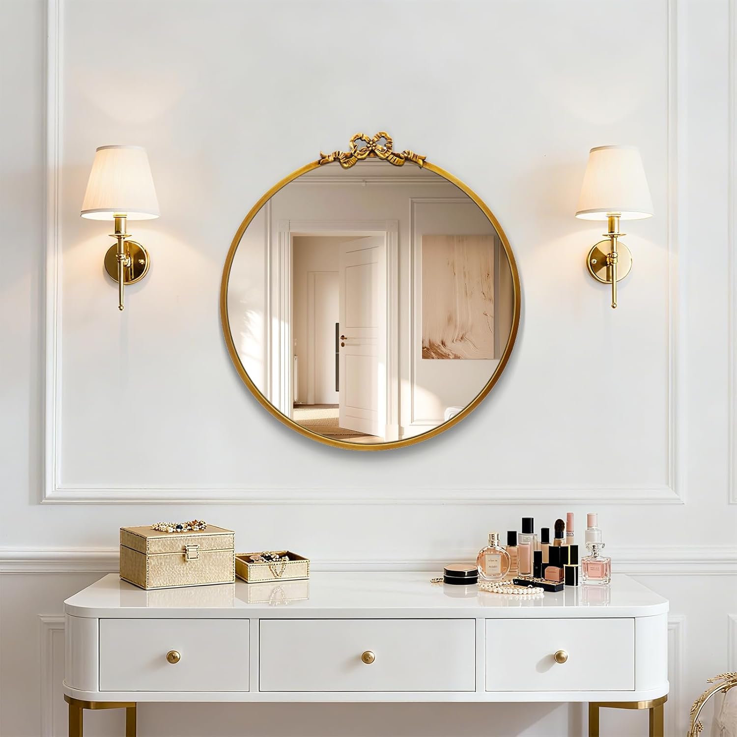 Round Luxe Metal Vanity Mirror — 23.6" - View 5