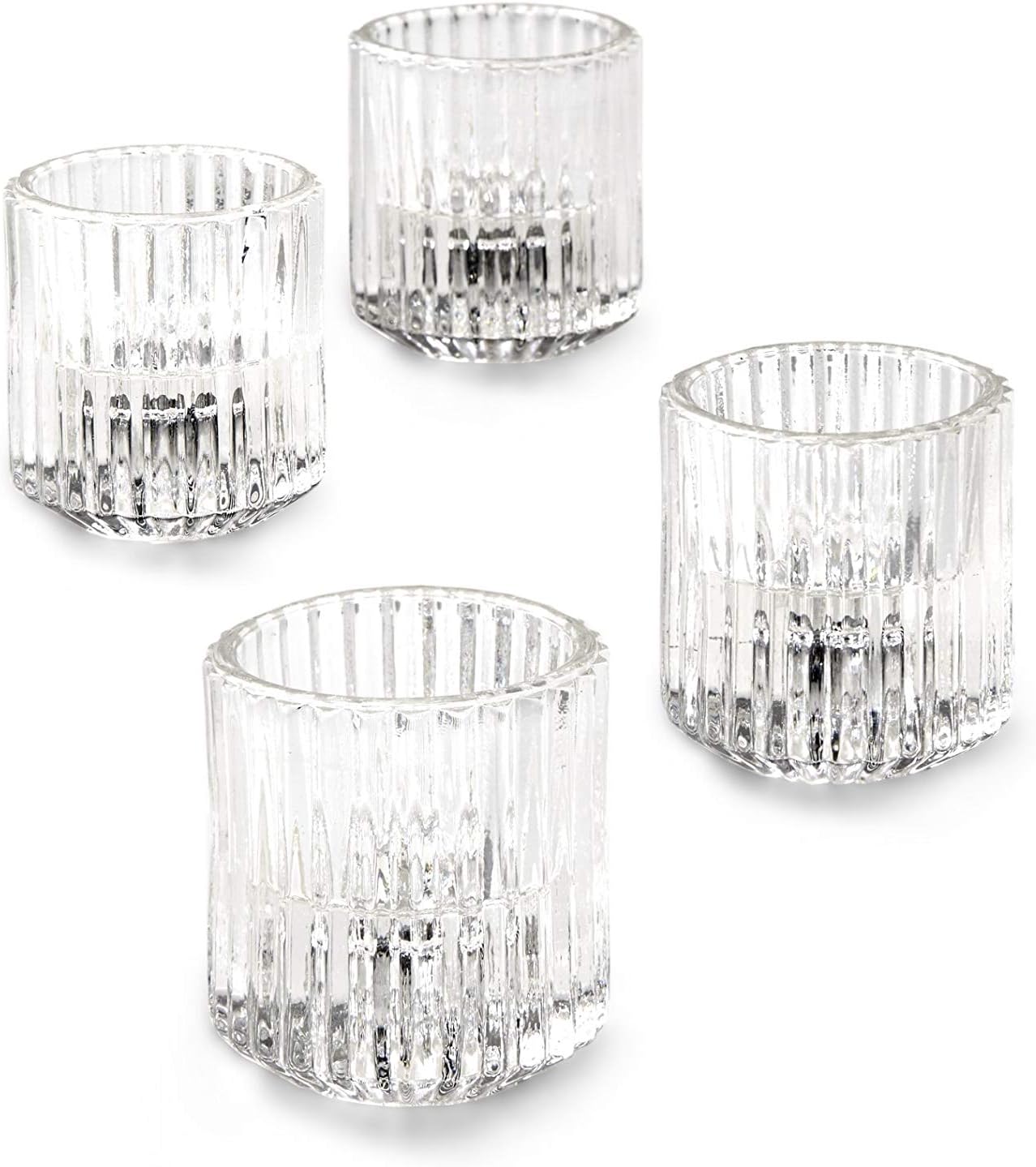 Gold Candle — 3.75" — Pleated Clear 2.25" Tall- 4pc