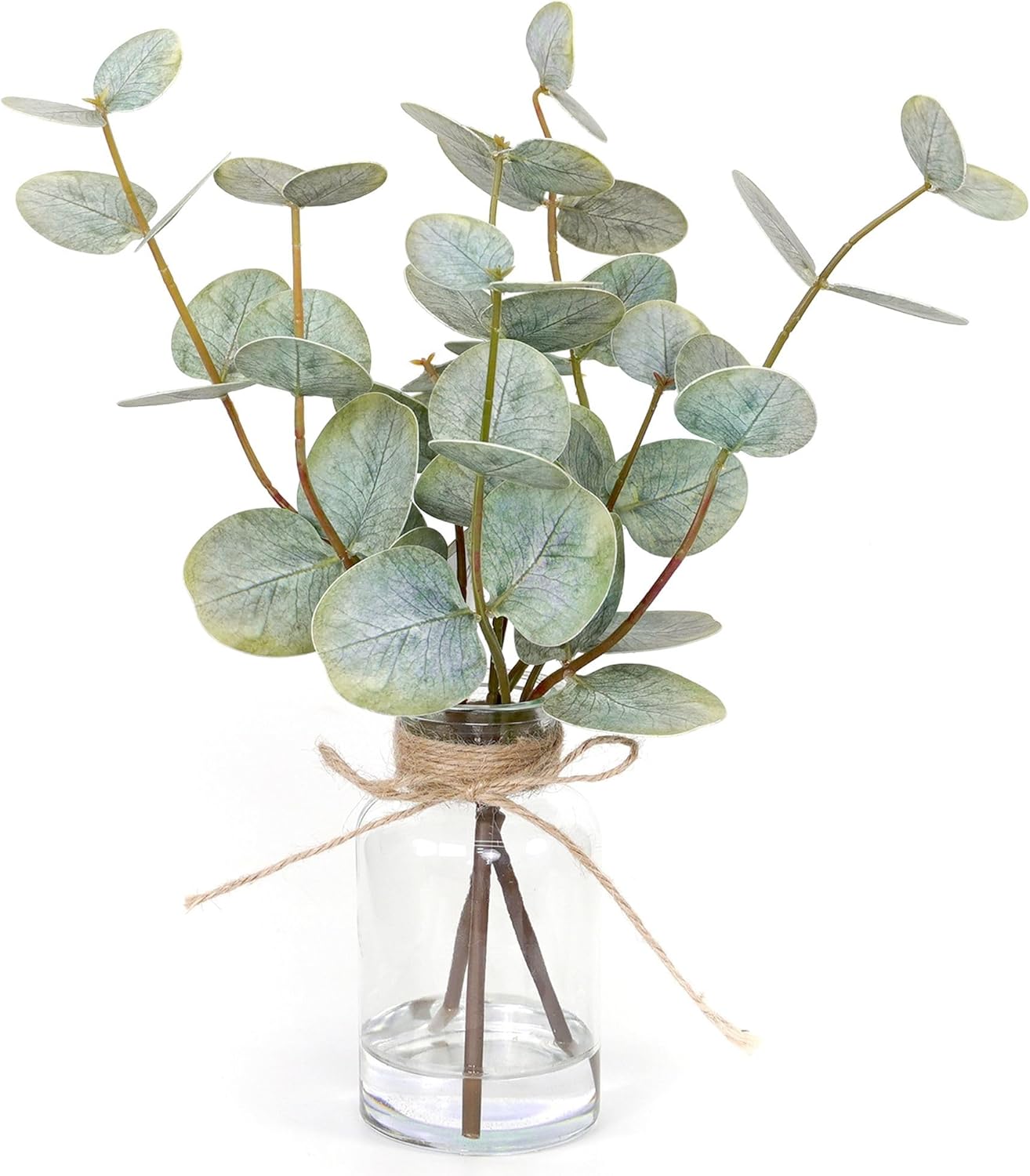 Glass Artificial Plant — Double-sided Green Eucalyptus