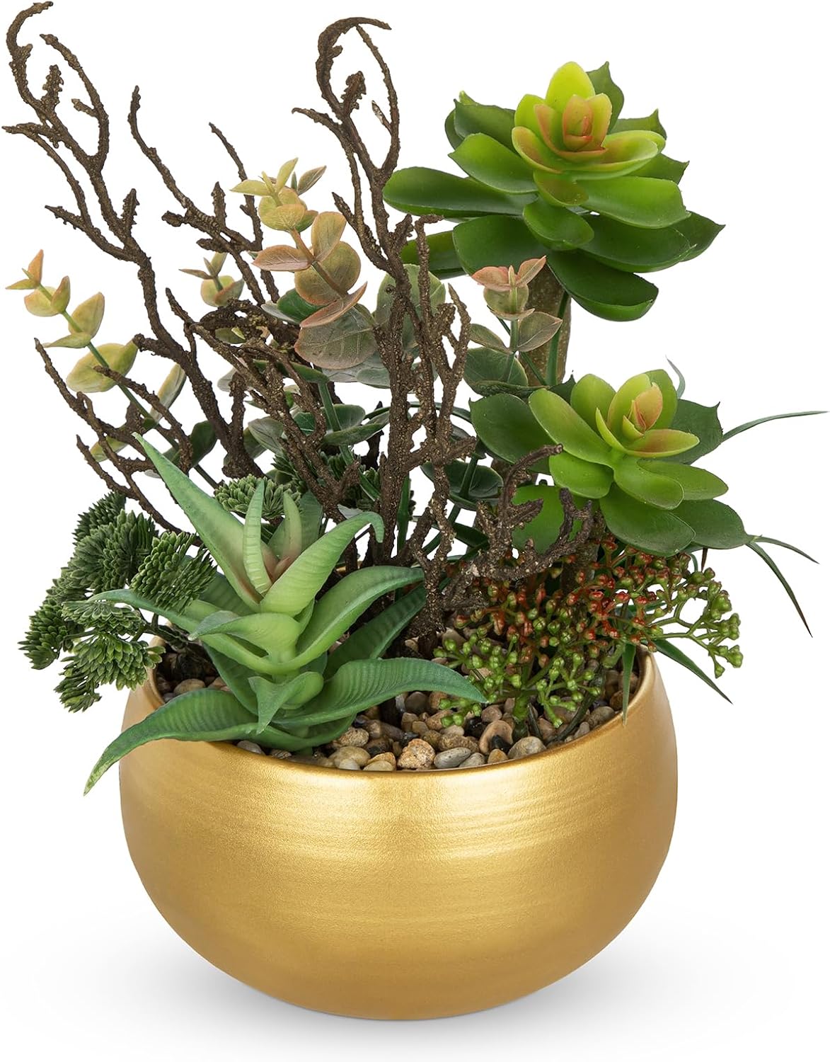 Blue Faux Plant — Gold