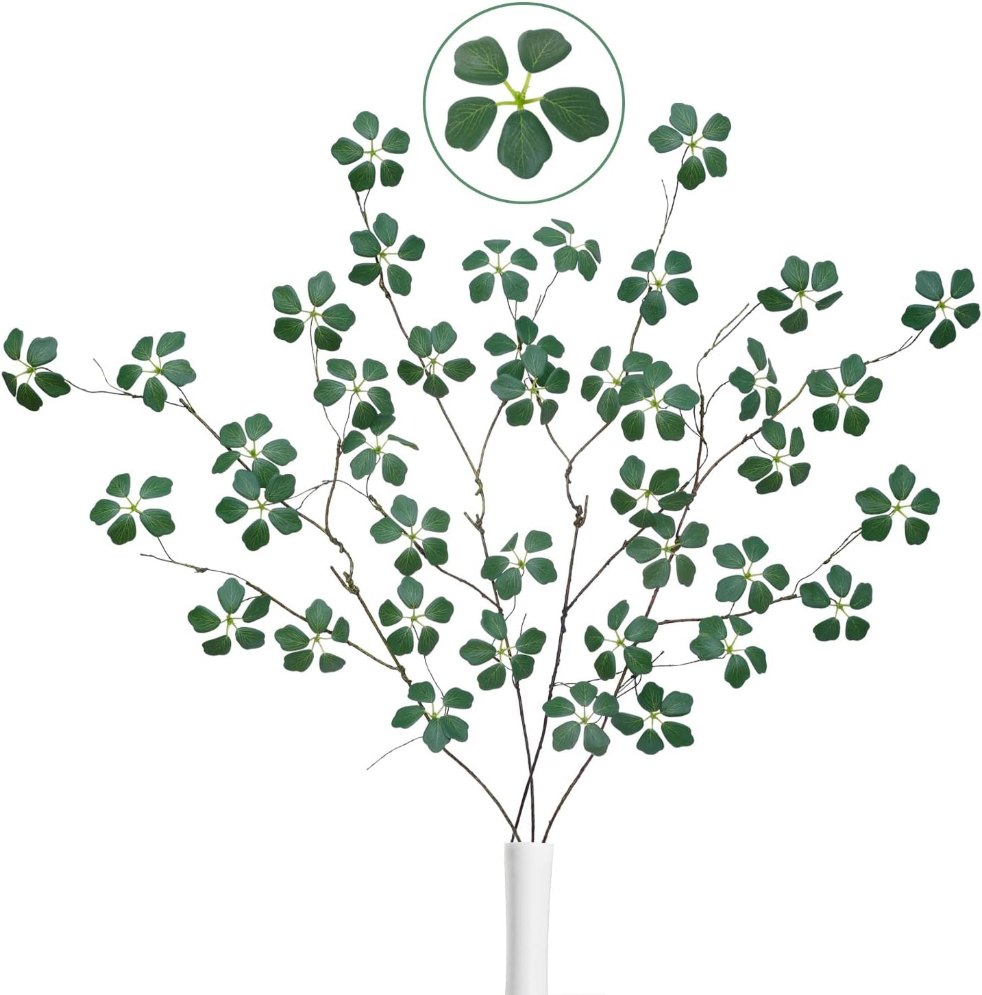 Black Artificial Plant — 38.5" — Green Five-leaf