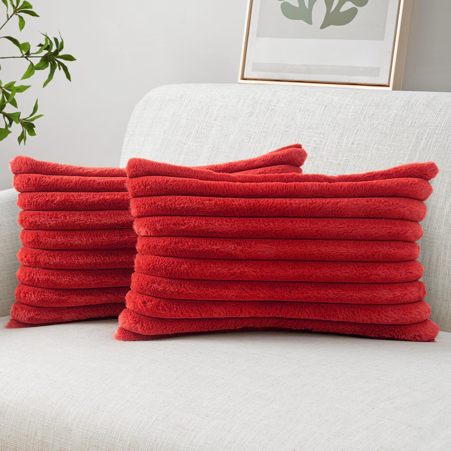 Vintage Boho Beige Throw Pillow Cover — 18" — 20" x 12" (Pack of 2)