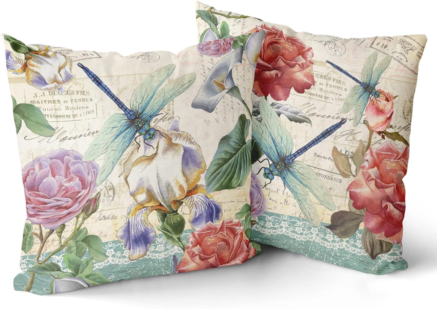 Boho Blue Throw Pillow Cover — 18" — 18" x 18" (Pack of 2)