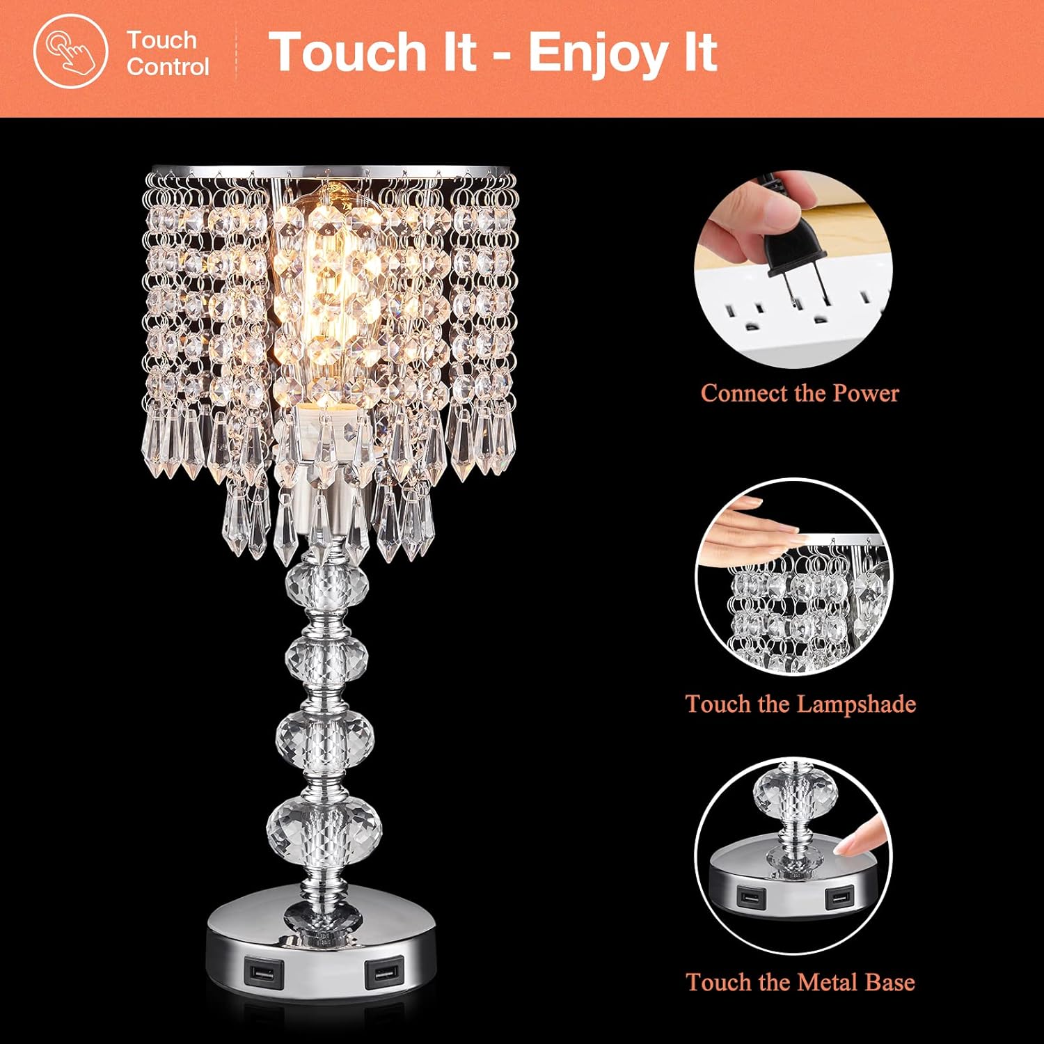 Dimmable Luxe Gold Bedside Lamp - View 3