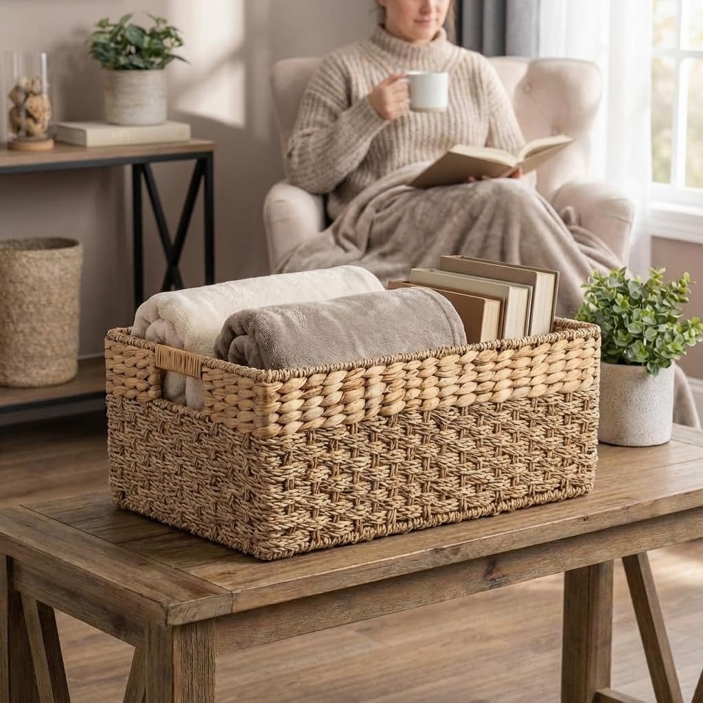 Boho Rattan Storage Basket — 17" - View 4