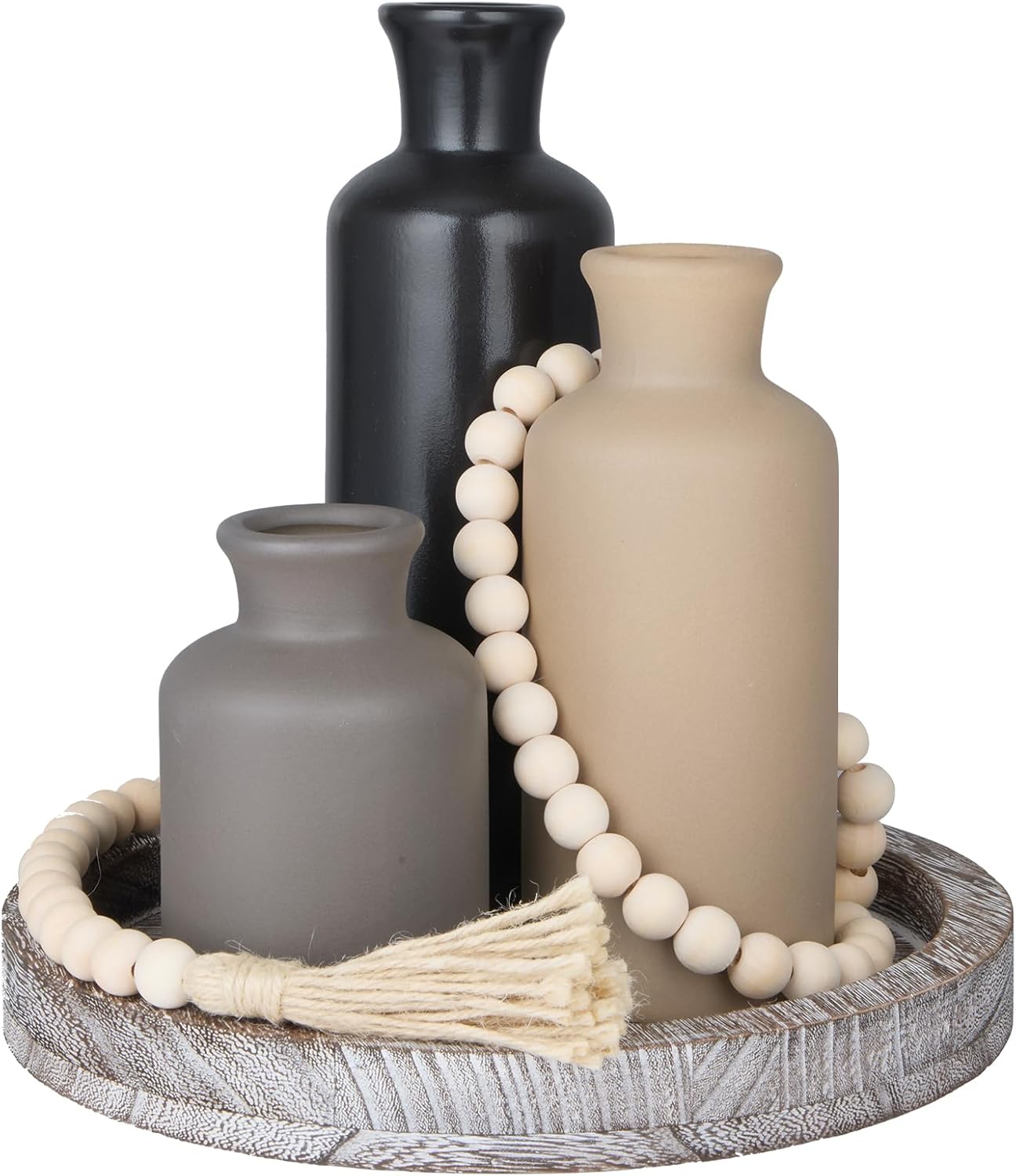 Boho Black Vase — Set of 3 — Dark Color